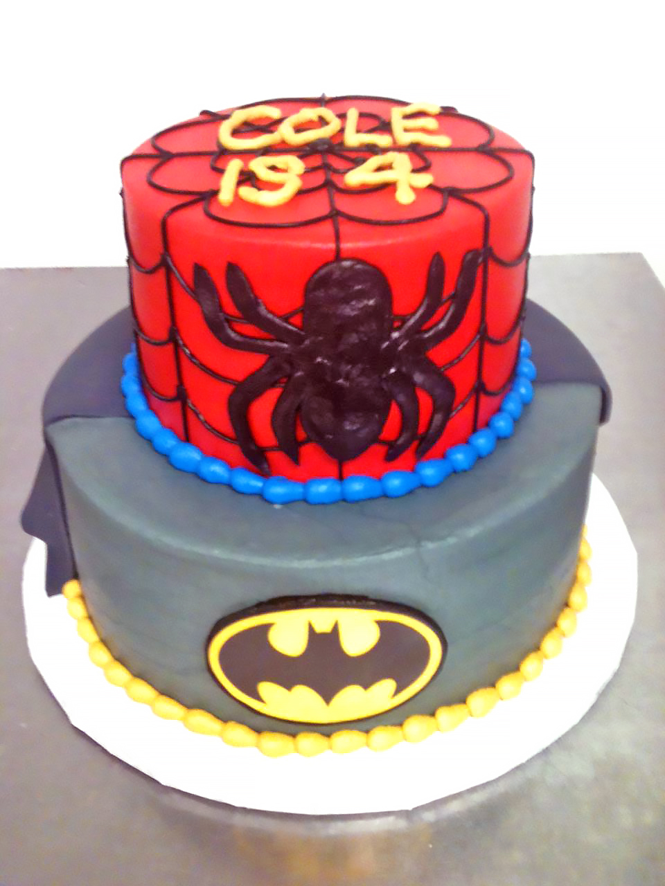 2tier, Batman, Boys, Cake, Spiderman, Superhero, Birthday