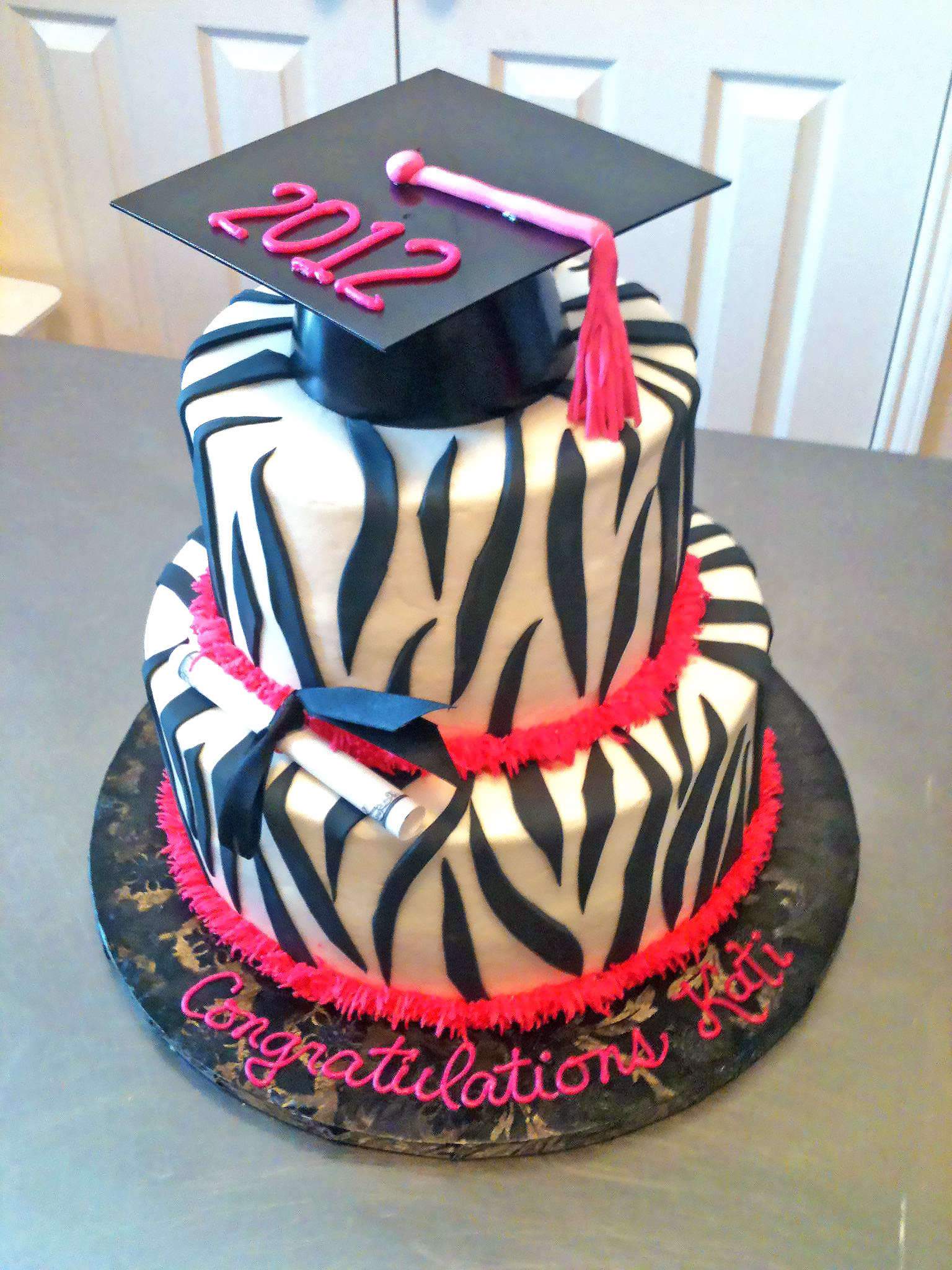 2tier, Cake, Graduation, Zebra