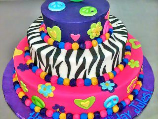 3tier, Cake, Flowers, Girls, Peace, Zebra